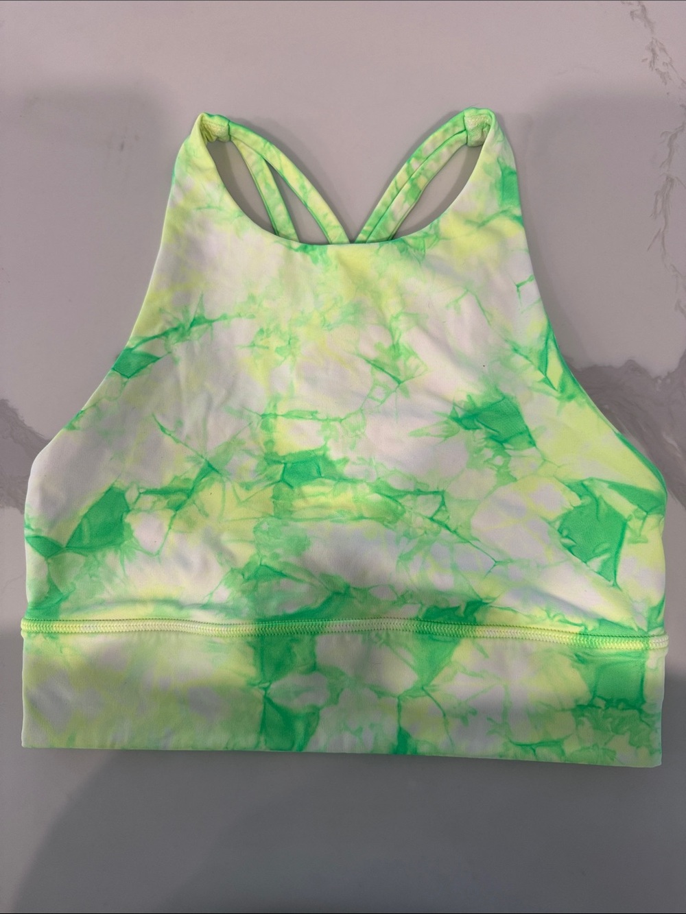 Lululemon Neon Green Tie-Dye Sports Bra